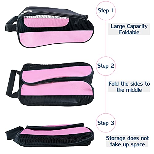 Golf Shoe Bag, Golf Shoes Bags Men/Women Outdoor Zippered Carrier Bags with Ventilation Sport Shoes Bag Travel Shoe Bags (Light Pink) - color: Light Pink