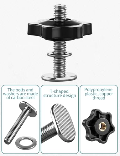 12 Sets of 1/4"-20 T Track Bolts and Knobs Kit, T-Track Accessories Include T-Slot Bolts, Washers and Star Knobs for T-Tracks Woodworking and Fixtures