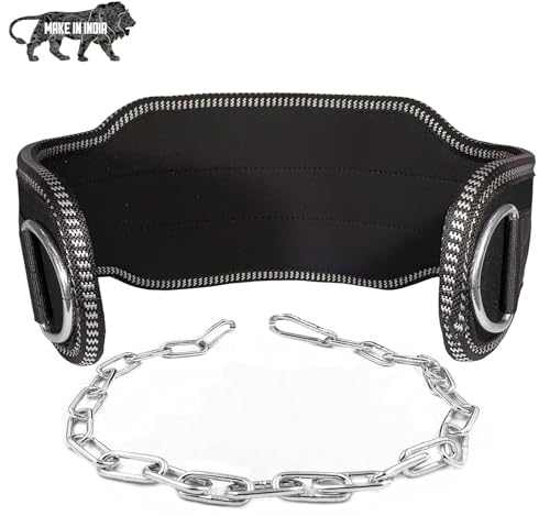 Gym Dip Belt for Weight lifting with Steel Chain (Free Size) | Heavy Duty Steel Chain Dip Belt | Gym Belt for Weightlifting |