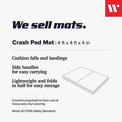 We Sell Mats Bifolding Gymnastics Crash Landing Mat Pad, Safety for Tumbling, Back Handspring Training and Cheerleading - color: Blue, size: 4 ft x 4 ft x 4 Inch
