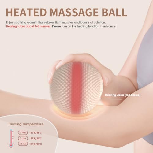 Heating Vibrating Massage Ball with 7 Modes & Memory Function for Myofascial Release, Deep Tissue and Trigger Point Muscle Therapy - Targets Back, Hip, Leg, Neck & Foot (Beige) - color: Beige