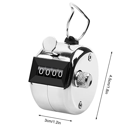 Oligei 2 Pack Metal Hand Counter Four-Digit Counter with Nylon Lanyard Silver Counter Click Counter Handheld Click Counter Digital Counting