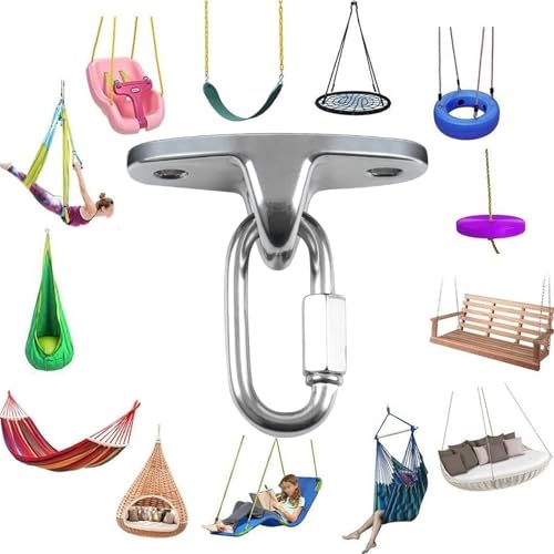 Stainless Steel Heavy Duty Swing Hanger, Eye Hooks with Brackets Wooden and Concrete Bolts 2000 lb Capacity Playground Porch Yoga Seat Trapeze SwingSets Indoor Outdoor - size: 1 Pack