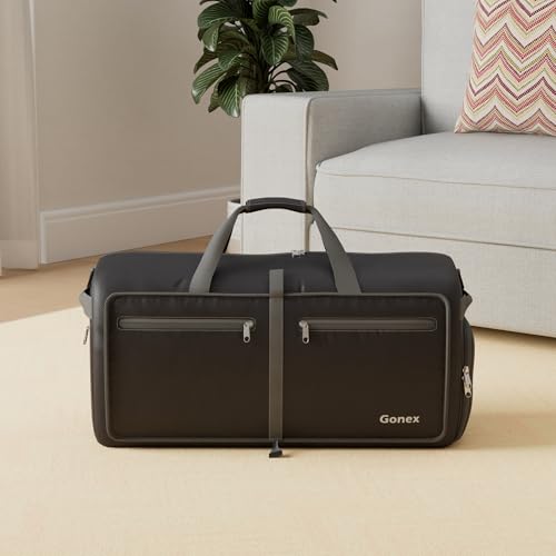 Gonex 150L Large Foldable Travel Duffle Bag with Shoes Compartment, Packable Lightweight Water Repellent Duffel Bag for Camping Gym Weekender Bag Black - color: Black, size: 150L