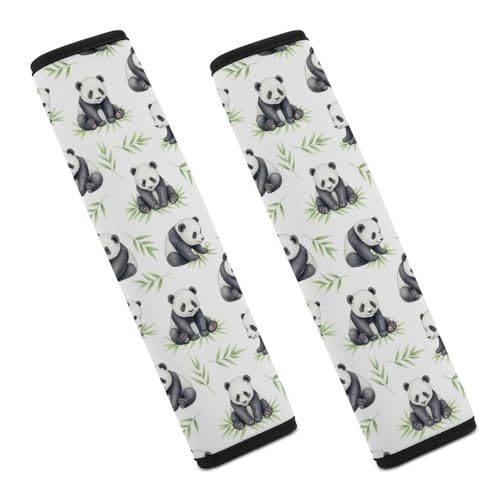 Universal Soft and Comfortable Seat Belt Cover for Adults and Children, Most Cars, 2 Pack Cute Pandas Leaf Seat Belt Covers Cushion Neck and Shoulder Support - color: Pattern 208