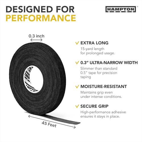 Hampton Adams Pro Finger Tape, Non Slip Grip for BJJ & Climbing | 8 Pack Rolls, No Fray Edges, Super Strong Adhesive, Extended Wear for Bouldering Crossfit Weightlifting & Jiu Jitsu - color: Black