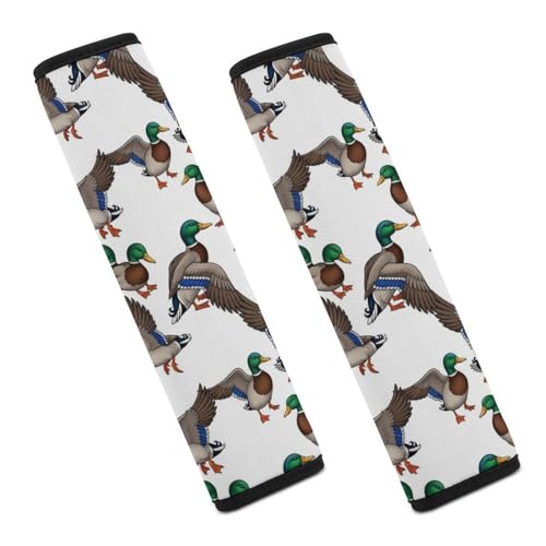 2PCS Universal Fit Car Seat Belt Pad for Kids, Most Cars, Mallard Duck White Seat Belt Cushion, Shock Absorption - color: Pattern 391
