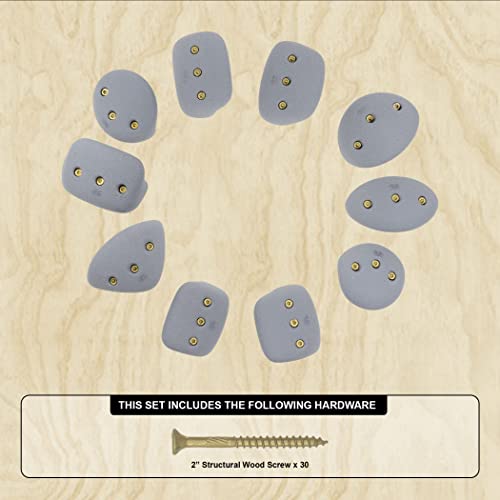 Atomik Climbing Set of 10 Medium Screw-On Basic Jugs in Gray