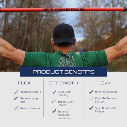 Stretch Stick, flexibility trainer, and mobility aid - color: Cherry, size: 66 inches