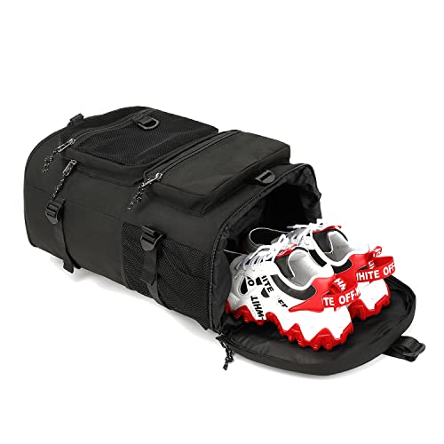 Kalesi Gym Duffle Bag Backpack 4-Way Waterproof with Shoes Compartment for travel Sport Hiking laptop (Black) - color: Black