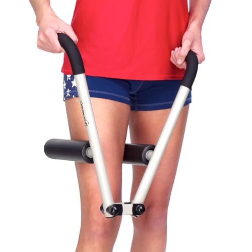 DoubleUP Roller D2 Leg & Arm Massager, Metal Frame + 2 Rollers, White | 3X Lever-Action Pressure Control. 2 Quick-Change Rollers. For IT Bands, Calves, Quads, Hamstrings, Thighs, Arms. - color: White