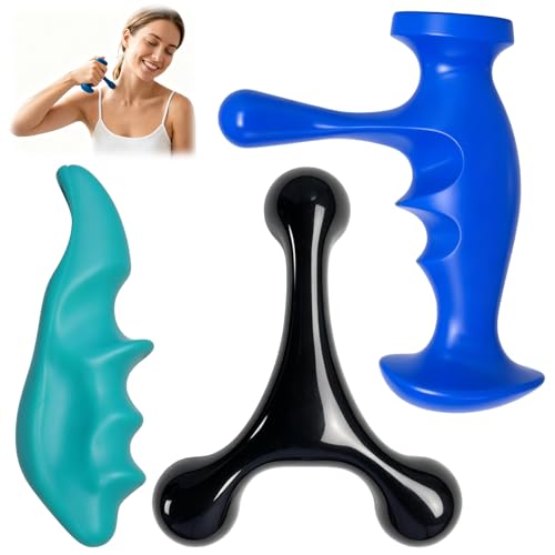 Abnaok Trigger Point Massage Tool for Deep Tissue, 3PCS Fascia Release Tools Set, Thumb Saver Massage Tool for Full Body Pain Relief, with 3-Legged Massage Knobs, Stress Relief