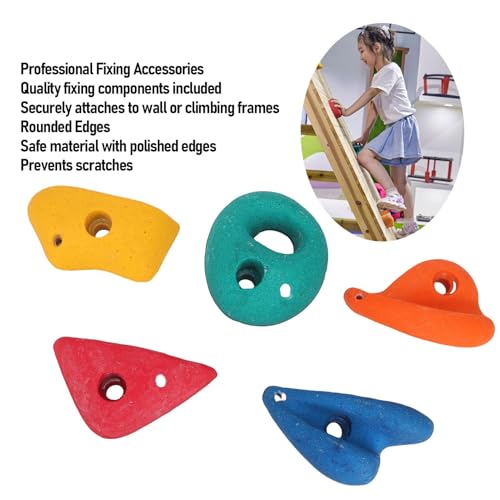 Kids Climbing Holds 5 Pack Colorful Resin Rocks for Indoor Outdoor Playground with Mounting Hardware