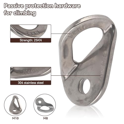 HERCHR Bolt Hanger, 2Pcs 304 Stainless Steel Bolt Hanger Outdoor Caving Protection Hardware Accessory for Outdoor Mountain Climbing - size: M10