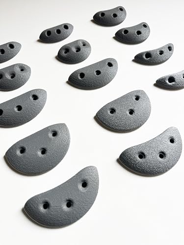 14 Screw On Crimp Rock Climbing Holds Advanced Climbing Holds Home Climbing Wall Bouldering Gym Holds Eco Friendly Dual Textured Crimps for Finger Strength - color: Gray