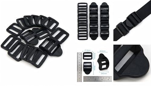Ladder Lock Tri Glide Slide - Adjustable Strap Clips for Backpack/Gear Straps - Fits 3/4",1",1-1/4",1-1/2",2" Webbing - color: 10-pack for 3/4" Webbing