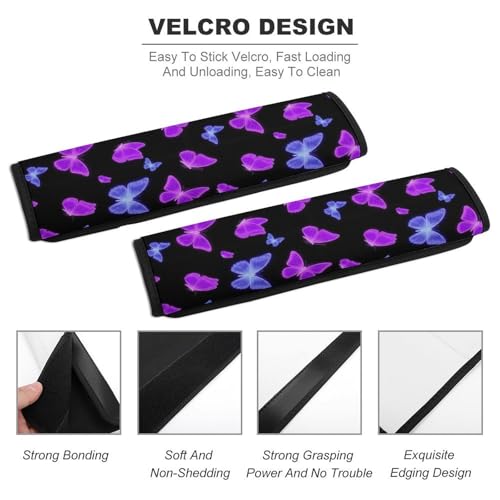 2 Pack Soft Padded Seat Belt Cover for Girls and Boys, All Vehicles, Butterfly Purple Butterflies Harness Pads Strap, Anti-Slip Pad - color: Pattern 1202
