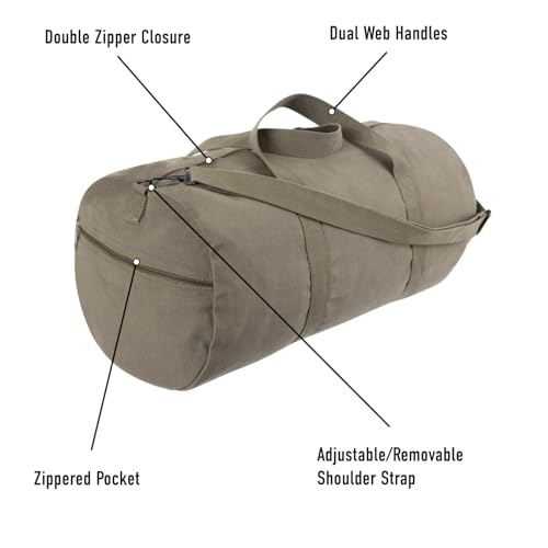 Rothco Heavy-Duty Canvas Shoulder Duffle Bag - Rugged Travel Gym Gear Equipment Bag - color: Olive Drab, size: 17 Inches