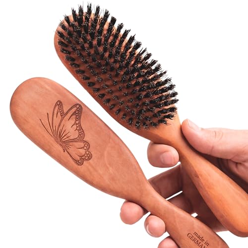 100% Pure Calcutta Boar Bristle Hairbrush for Natural Healthy Hair, Stiff Bristle, Made in Germany's Black Forest - size: Calcutta
