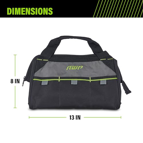 AWP Tool Bags, Premium Tool Bag, Black, Durable Tool Tote, for Professionals and Contractors - size: 13 Inch, style: Tool Bag