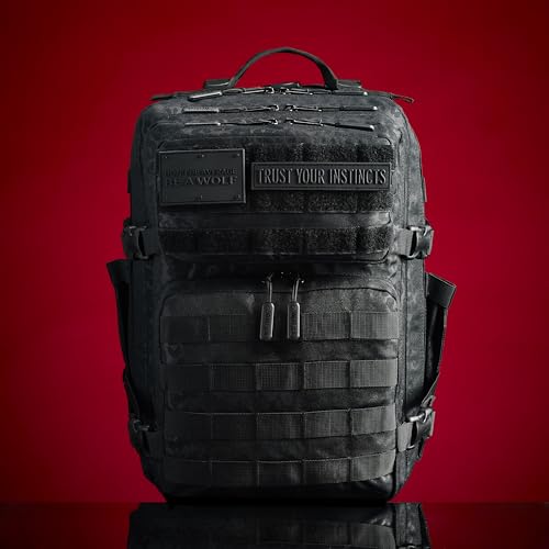WOLFpak 35L Athletic Gym Backpack - Durable 1000D Waterproof Oxford Material with MOLLE Webbing, Laptop Pocket - color: Black Leopard