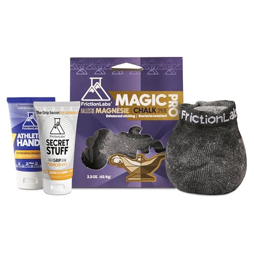 Friction Labs Sensitive Skin Grip Bundle – Secret Stuff Alcohol-Free Chalk, Magic Chalk Ball PRO & Athletic Hands Cream – Elite Grip & Skin Support for Climbing, Gymnastics, Lifting