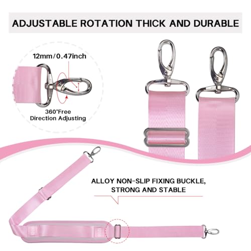 59 Inch Shoulder Straps, Soft with Ultra-Thick Fixed Shoulder Pad, Two Way Independently Adjustable Buckle Replacement Straps for Laptop Bag Messenger Bag Tool Bag Luggage,Pink - color: Pink, size: 59 inch