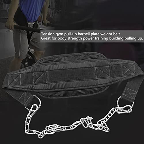 Fitness Drop Weight Dip Belt with 2 Chains Adjustable Nylon Weightlifting Belt for Pull Ups Strength Training