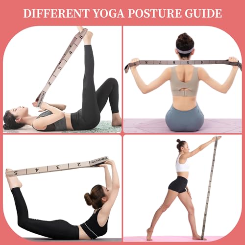 Yoga Stretch Strap for Flexibility, 2 Pack – 10 Loops Stretching Strap for Yoga, Pilates & Physical Therapy, Elastic Non-Slip Nylon Fabric, 8 ft Length
