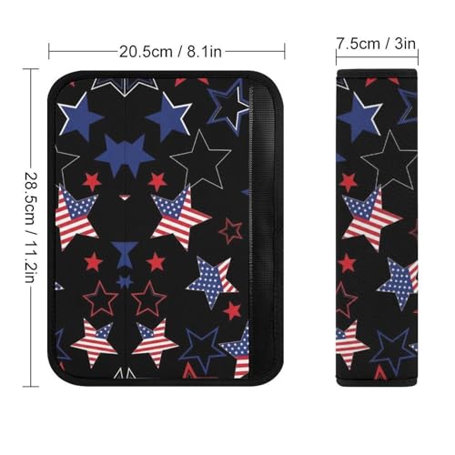 2 Pack Independence Day Patriotic American Flag Red White Blue Stars Stripes Car Seat Straps Shoulder Pads Universal Fit Neck Strap Covers for Adults And Children, All Vehicles, Pressure Relief - color: Pattern 672