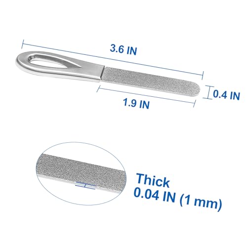 Metal Nail File with Case, 2 Pack Keychain Nail Files for Natural Nails, Fingernail Files Diamond Round Tip Stainless Steel Double Sided Fine Grit Sapphire Filer with Leather Sheath Travel Blue - size: 2 Pack 3.6 in Silver/Blue Keychain