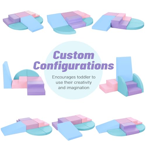 TODIBY 6-Piece Foam Climbing Blocks for Toddlers: Colorful Climbing Gym PU Leather Baby Foam Building Blocks Indoor Toy - style: Macaroon/Pink/Purple