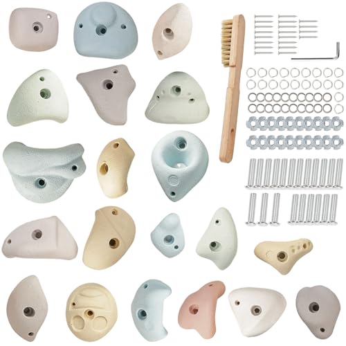 Premium Resin Rock Climbing Holds for All Ages, Large Training Rock Climbing Wall Grips Indoor/Outdoor, Rock-Like Texture Climbing Wall with Mounting Hardware - color: 20 Pcs