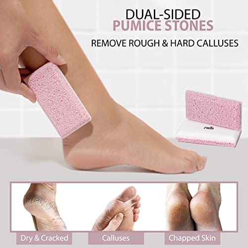 Siliglass Pumice Stone Callus Remover for Feet, Elbows, Hands, and Knees, Spain Made - 2 in 1 Pedicure Exfoliator and Scrubber for Rough, Hard Skin (1 Pack) - style: Pink - 1 Count