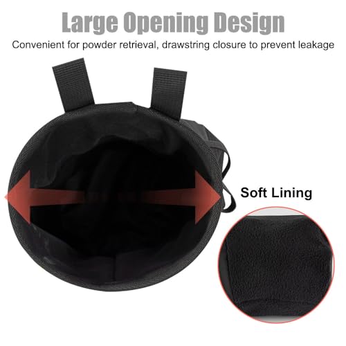 DONGKER Climbing Chalk Bag,Drawstring Bouldering Chalk Bag Bucket with Adjustable Belt & Zippered Storage Pockets for Rock Climbing Bouldering - color: black