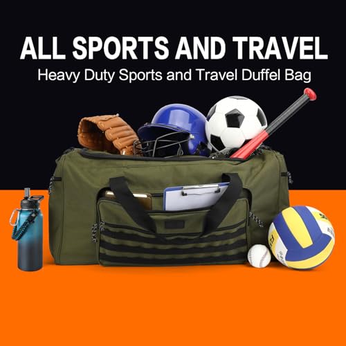 120L Extra Large Gym Duffle Bag for Men Women with Shoes Compartment Heavy Duty Tactical Sports Duffel Bag Big Football Baseball Basketball Soccer Hockey Team Equipment Bag, Green - color: Green