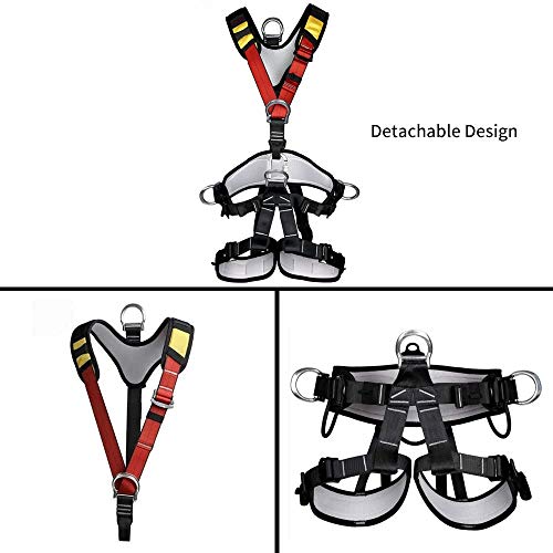 Climbing Seat Belt, Large Size Safety Belt Climbing Gear for Tree Climbing, Fire Rescue, Rappelling - color: Black1