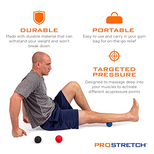 ProStretch Trio, Massage Ball Set for Muscle Knots & Plantar Fasciitis | 3 Density Massage Balls for Myofascial Release, Trigger Points & Deep Tissue Relief