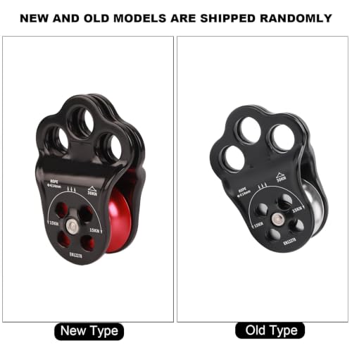30KN Climbing Pulley, Three Hole Hitch Climbing Assist Pulley Climber Double Bearing for Rock Rappelling Zipline Sports Rigging Hauling Arborist