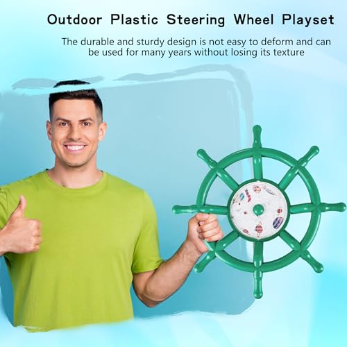 Kids Playground Accessories Outdoor Plastic Steering Wheel Playset Pirate Ship Wheel for Playhouse Garden Backyard Tree House - color: Green Set 1