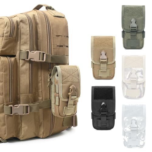 TRIWONDER Tactical Phone Pouch Molle, Smartphone Holster Bag EDC Utility Cellphone Lock Card Holder Organizer Fit for Waist Belt Case - color: 03 Tan
