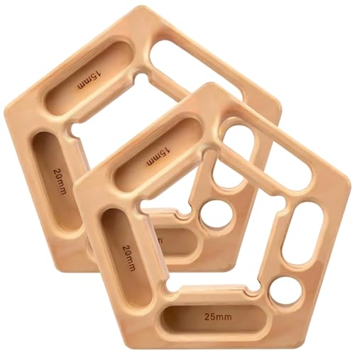 2 Pcs Climbing Holds Made of Wood, Multi-Functional 7-in-1 Grip Boards, Training Adjustable Hand Grips for Pull-Up & Grip, Mounting Ropes Included, Great for Workouts Indoors and Outdoors