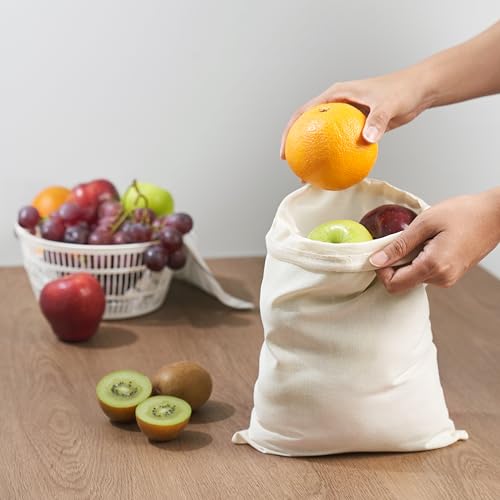 PALTERWEAR 100% Cotton Drawstring Bags 10‑Pack 8x10 Lightweight 70 GSM Muslin Pouch Set | Reusable Gift, Craft, Pantry, Travel Storage | Double Drawstring (Natural Beige, 8 x 10 Inches) - size: 8 x 10 Inches