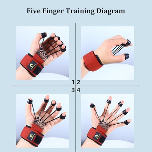 Finger Stretcher Exerciser 60LB Finger Extensor Trainer Finger Resistance Band Finger Strengthener for Hand Red 18x5 cm