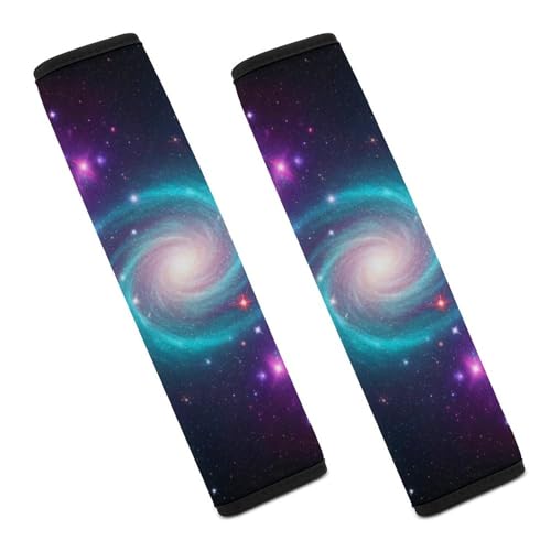 2 Pack Universe Outer Space Blue Purple Starry Sky Night Pattern Car Seat Straps Shoulder Pads Soft Padded Seat Belt Cushion for Kids, All Vehicles, Pressure Relief - color: Pattern 917