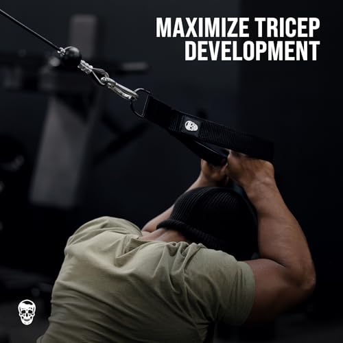 Gymreapers Tricep Rope Cable Attachment - Multi-Workout Tricep Pull Down Cable Attachment - Perfect Gym Cable attachments (3 Lengths Built in One) - color: Black, size: Tricep Strap - 13"
