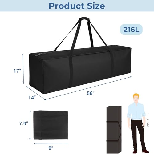 COOLBEBE 56" Sports Duffle Bag - 216L Extra Large Travel Duffel Luggage Bag with Upgrade 2-way Lockable Zippers, Sturdy & Water Resistant Long Duffle Bag for Camping Moving (Black 56inch) - size: 56" x 14" x 17"