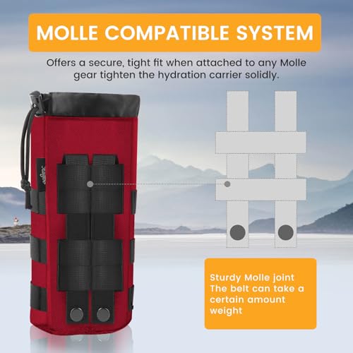 Molle Water Bottle Holder, Upgraded 1000D Nylon Tactical Molle Water Bottle Pouch, Sports Water Bottle Bag Bottom Mesh Lining Hydration Carrier for Camping, Climbing, Hiking and Travelling - color: Gray-Camo