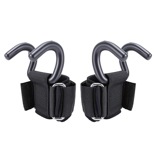 Weight Lifting Hook, 330lbs Load Bearing Fitness Wrist Strap Hand Grip Support with Adjustable Rubber Dipped Metal Hook, for Deadlift Pull Up Horizontal Bar Training