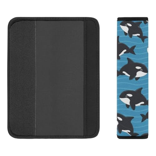2PCS Killer Whale Orca Seat Belt Shoulder Pad Soft Padded Harness Pads Strap for Adults and Children, All Vehicles, Anti-Slip Pad - color: Pattern 910